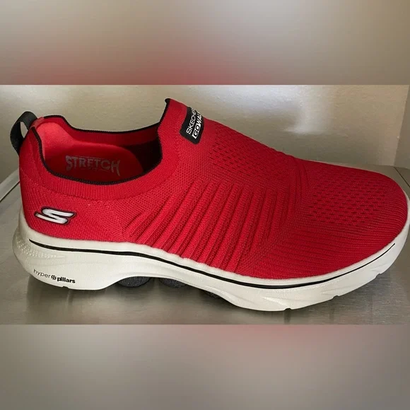 NWT-SKECHERS..MENS RED GO WALK HYPER PILLAR SNEAKERS - Picture 3 of 16